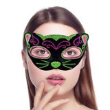 Nessi World 20x13 cm Siyah Kadife Kaplama Üzeri Pembe Yeşil Sim İşlemeli Kedi Maskesi