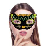 Nessi World 20x13 cm Siyah Kadife Kaplama Üzeri Sarı Yeşil Sim İşlemeli Kedi Maskesi