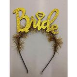 Nessi World Altın Renk Bekarlığa Veda İtalik Yazı Alyanslı Bride Taç