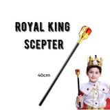 Nessi World Çocuk Boy Altın Renk Kral Tacı ve Kırmızı Topuzlu Kral Asası