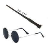 Nessi World Harry Potter Asası 30 cm ve Siyah Metal Çerçeveli Harry Potter Gözlüğü Seti