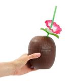 Nessi World Hindistan Cevizi Hawaii Luau Aloha Pipetli İçecek Kabı Bardak 10x13 cm 1 Adet