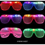 Nessi World Işıklı Panjur Şeritli Led Parti Gözlüğü 6 Renk 6’lı Set
