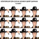 Nessi World Kovboy Şerif Şapkası Siyah 12 Adet - Kostüm, Parti ve Gösteri Şapkası