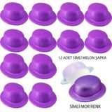 Nessi World Mor Renk Simli Melon Yuvarlak Parti Şapkası 12 Adet