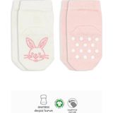 Nessi World Nessiworld Bistyle Hayvan Figürlü Kaymaz Soket Çorap 2'Li BS10104 Pembe Ekru