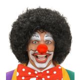 Nessi World Siyah Renk Kıvırcık Afro Bonus Peruk Saç ve Kırmızı Sünger Burun Seti