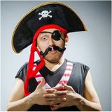 Nessi World Yetişkin Boy Kadife Kaptan Jack Sparrow Korsan Şapkası ve Plastik Korsan Göz Maskesi