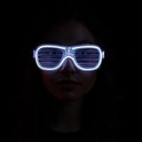 Nessiworld Beyaz Led Işıklı Parti Gözlüğü - Neon Glow Şerit Gözlük 3 Modlu