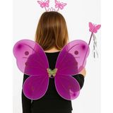 Nessiworld Fuşya Kelebek Kız Seti – 50 Cm Kelebek Kanadı, Taç Ve Asa