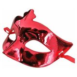 NessiWorld Kırmızı Renk Kostüm Partisi Ekstra Parlak Balo Maskesi 15x10 cm