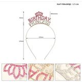 Nessiworld Kristal Taşlı Pembe Birthday Princess Yazılı Parti Tacı 19x11 cm