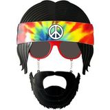 NessiWorld Siyah Saçlı Bandana Tasarımlı Hippi Parti Gözlüğü 26x18 cm