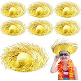 Nessiworld Tropikal Parti Sarı Hasır Hawaii Şapkası 13X36 Cm