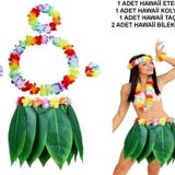 Nessiworld Yetişkin Hawaii Kostüm Seti - Yaprak Etek & Hawaii Set - 5 Parça