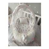 Nest Beyaz Örgü Pike Kumaş Ve Tüy Kumaş Ponponlu Jaju-babynest Oyuncak Aparat Ve Tül Set