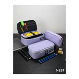 Nest Büyük Boy 2`li Set Lila Kalemlik Okul & Ofis Düzenleyici Fermuarlı Kalem Kutusu