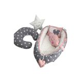 Nest Gri Yıldızlı Lüx Jaju-babynest Anne Yanı Ve Emzirme Yastığı 5'li Set