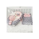 Nest Gri Yıldızlı Pudra Jaju-babynest Anne Yanı Bebek Yatağı Set