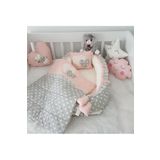 Nest Gri Yıldızlı Somon 6 Parça Ortopedik Lüx Jaju-babynest Set Anne Yanı Bebek Yatağı Gri