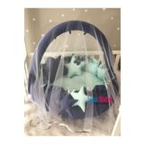 Nest Lacivert - Mint Lüx Oyun Minderi Jaju-babynest Cibinlik Tül Oyuncak Aparat Set