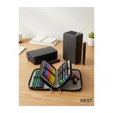 Nest Life 3 Fermuarlı Çok Bölmeli Siyah Sunii Deri Kalemlik