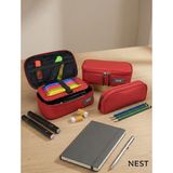 Nest Life Fermuarlı Fileli ve Bölmeli Toplayıcı İkili Set Kırmızı Kumaş Kalemlik