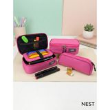 Nest Life Pembe Renk Fermuarlı ve Bölmeli İkili Set Kalemlik