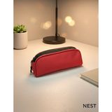 Nest Life Siyah Fermuarlı Gündelik Sert Kumaş Kalemlik - Kırmızı - Siyah