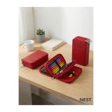 Nest Life Sunii Deri Kırmızı Renk 3 Fermuarlı Kalemlik, Kalem Kutusu ve Cüzdan