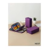 Nest Life Sunii Deri Mor 3 Fermuarlı Kalemlik, Kırtasiye Lüks Kalem Kutusu