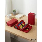 Nest Life Üç Fermuarlı Lastik Bölmeli Kırmızı Kalemlik