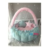 Nest Pembe - Mint Tasarım Lüx Oyun Minderi Jaju-babynest Cibinlik Tül Oyuncak Aparat Set