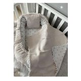 Nest Pike Ve Poplin Kumaş Tasarım Ponponlu 3'lü Jaju-babynest Anne Yanı Bebek Yatağı Set