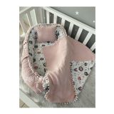 Nest Pudra Örgü Pike Kumaş Ve Müslin Kumaş Ponponlu 3'lü Jaju-babynest Anne Yanı