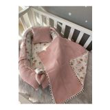 Nest Pudra Wafle Pike Kumaş Ceylan Tasarım Ponponlu 3'lü Jaju-babynest Set