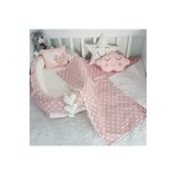 Nest Pudra Yıldızlı Lüx Ortopedik Jaju-babynest Set Anne Yanı Bebek Yatağı