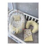 Nest Sarı Wafle Pike Kumaş Ceylan Tasarım Ponponlu Ponponlu 6 Parça Jaju-babynest Set