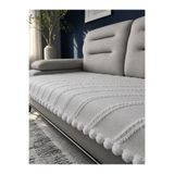 Nest Touch Siena Ponponlu Koltuk Örtüsü 85 x 215 cm Sakallı Koltuk Örtüsü Şönil Dokulu Dekoratif Çekyat ve Kanepe Örtüsü
