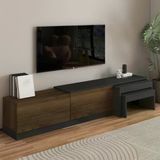 Nest Tv Sehpası – Modern Tasarım,2 Kapaklı Depolama Ve İkili Zigon Sehpa İle Fonksiyonel Mobilya Antrasit/Antik Ceviz