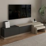 Nest Tv Sehpası Modern Tasarım,2 Kapaklı Depolama Ve İkili Zigon Sehpa İle Fonksiyonel Mobilya Traverten