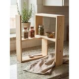 Nest Wood Doğal Ham Ahşap 2Parça Modüler Baharatlık Rafı Mutfak Tezgah Üstü Düzenleyici Baharat Standı 45X65cm