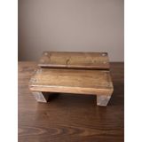 Nest Woodtr Doğal Ahşap Tek Katlı Basamak Tabure Yükseltici 30x25x15cm 1adet Açık Ceviz
