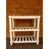 Nest Woodtr Doğal Ham Ahşap Üç Bölmeli Ayakkabılık Çok Amaçlı Raf Çiçek Standı Sehpa 80X60X25CM 1ADET - Ceviz
