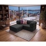 Nestime 160X160 Köşe Takımı | Yeny Fitilli Kadife | Köşe Koltuk | Modüler Köşe Takımı | Yataklı L Koltuk - Füme - 22 Dns Orginal SÜNGER