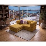 Nestime 160X160 Köşe Takımı | Yeny Fitilli Kadife | Köşe Koltuk | Modüler Köşe Takımı | Yataklı L Koltuk - Hardal - 22 Dns Orginal SÜNGER