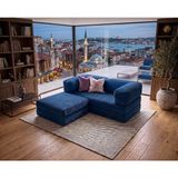 Nestime 160X160 Köşe Takımı | Yeny Fitilli Kadife | Köşe Koltuk | Modüler Köşe Takımı | Yataklı L Koltuk - Lacivert - 22 Dns Orginal SÜNGER