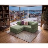 Nestime 160X160 Köşe Takımı | Yeny Fitilli Kadife | Köşe Koltuk | Modüler Köşe Takımı | Yataklı L Koltuk - Yeşil - 22 Dns Orginal SÜNGER