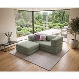 Nestime 160X160 Köşe Takımı | Yeny Fitilli Kadife | Köşe Koltuk | Modüler Köşe Takımı | Yataklı L Koltuk - Yeşil - 50 Dns Bondeks SÜNGER