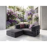 Nestime 180X180 Köşe Takımı | Modern Fitilli Kadife | Köşe Koltuk | Modüler Köşe Takımı | Yataklı L Koltuk | Fitilli Kadife - Füme - 22 DNS Orginal Sünger